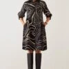 SNOB Black Topo Print Lisa Dress -Deals Haute Togs Store 91sn14 1