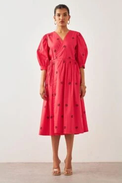 SNOB Rose Gathered Wrap Dress