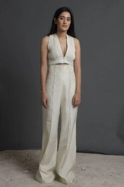 Ahmev Silk Brocade Plunge Neck Top -Deals Haute Togs Store ahm sfd 019 3