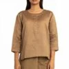 Akaaro Beige Cotton Kameez Blouse 1 Akaaro Beige Cotton Kameez Blouse -Deals Haute Togs Store akss5035 1