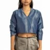 Akaaro Blue Silk Zari Collared Blouse -Deals Haute Togs Store akss5037 1
