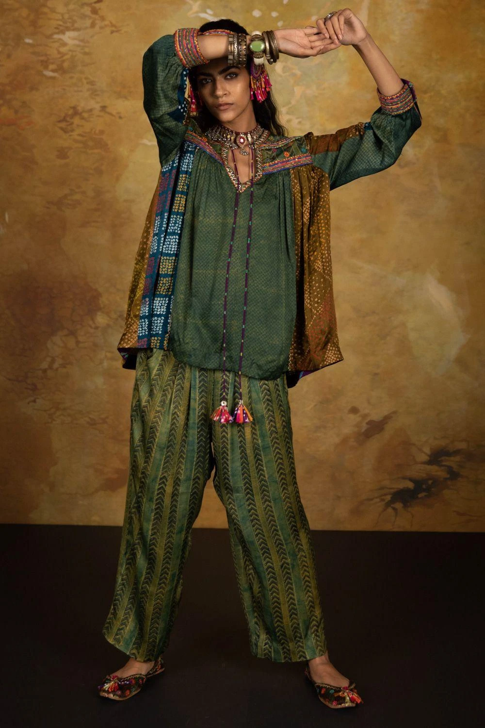 Sunira Designs Mirch Masala Short Yoke Green Shirt 3 Sunira Designs Mirch Masala Short Yoke Green Shirt