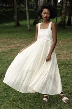 Baju Ivory Pintucked Lace Dress