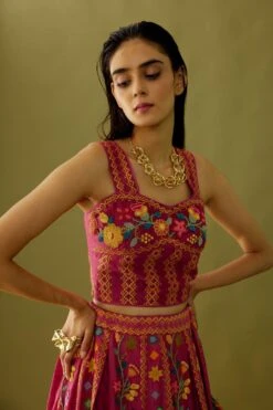Chandrima Fuchsia Embroidered Bustier -Deals Haute Togs Store ch1116 3