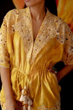 Chandrima Yellow Tie Dye Playsuit 6 Chandrima Yellow Tie Dye Playsuit -Deals Haute Togs Store ch1130 2