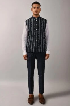 Countrymade Hand Embroidered Linen Bundi -Deals Haute Togs Store cm btc bd 04 2