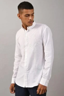 Countrymade Ivory Shirt With Stitch Detailing -Deals Haute Togs Store cm btc sh 06 3