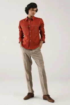 Countrymade Earth Red Linen Shirt -Deals Haute Togs Store cm ctd sh 04 2