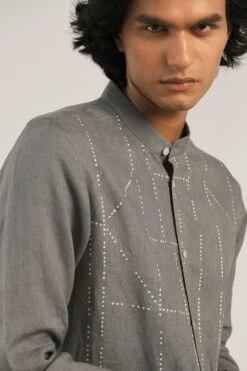 Countrymade Smoke Grey Linen Shirt -Deals Haute Togs Store cm ctd sh 05 3