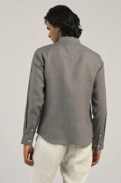 Countrymade Smoke Grey Linen Shirt -Deals Haute Togs Store cm ctd sh 05 4