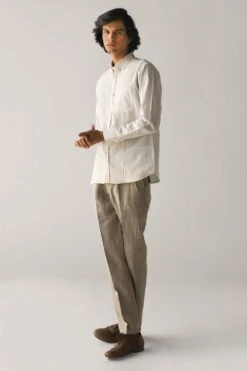 Countrymade Ivory Linen Cotton Shirt -Deals Haute Togs Store cm ctd sh 09 3