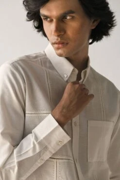 Countrymade Ivory Linen Cotton Shirt -Deals Haute Togs Store cm ctd sh 09 4