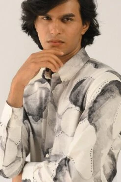Countrymade Ivory Smoke Screen Print Shirt -Deals Haute Togs Store cm ctd sh 19 2