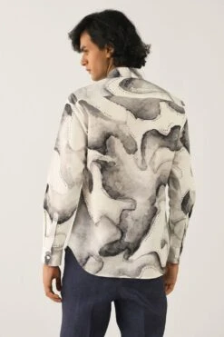 Countrymade Ivory Smoke Screen Print Shirt -Deals Haute Togs Store cm ctd sh 19 4