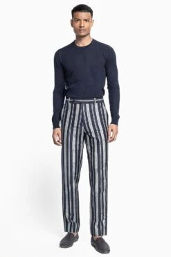 Divyam Mehta Men Tailored Striped Trousers