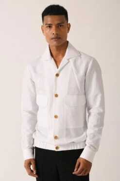 Dhruv Vaish White Bomber Shirt