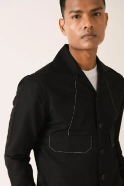 Dhruv Vaish Black Flap Pocket Shirt -Deals Haute Togs Store d06c0141 3