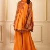 Debyani Orange Printed Kalidar Sharara Set