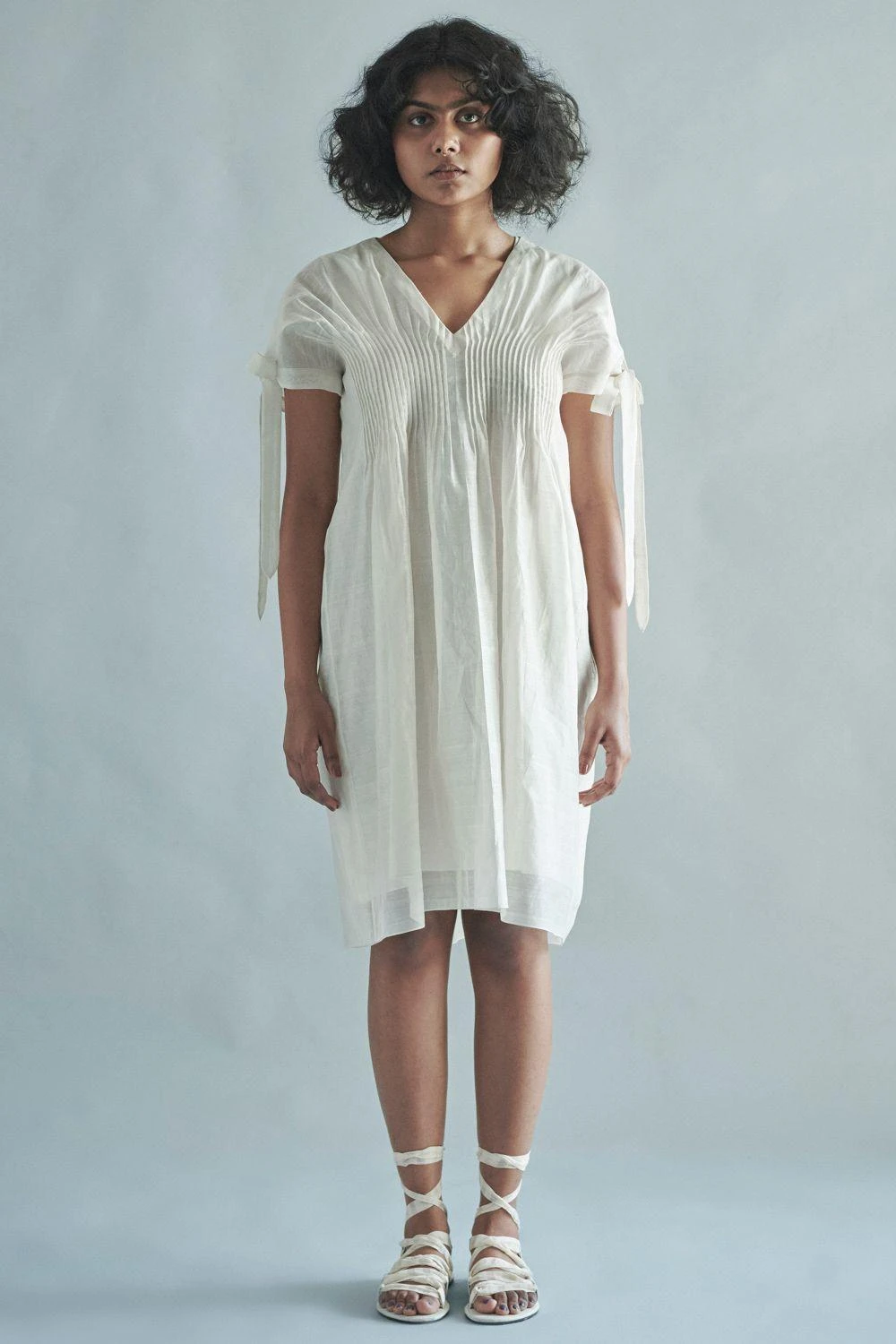 SWGT Ivory Sculpted Pintucked Shift Dress 3 SWGT Ivory Sculpted Pintucked Shift Dress