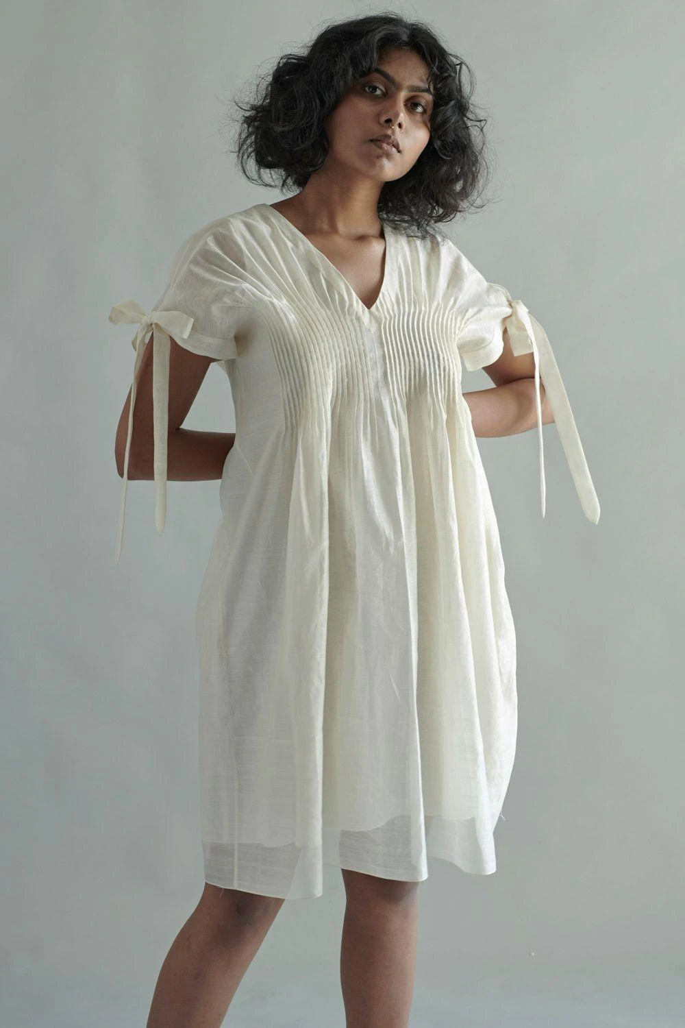 SWGT Ivory Sculpted Pintucked Shift Dress 4 SWGT Ivory Sculpted Pintucked Shift Dress - Image 2