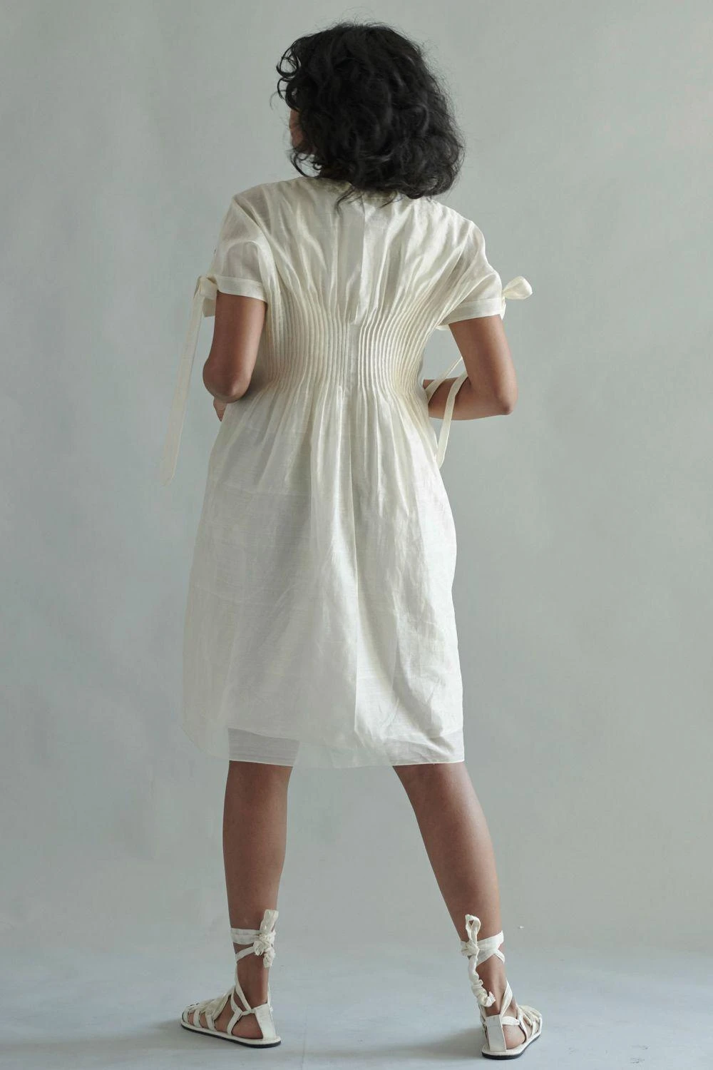SWGT Ivory Sculpted Pintucked Shift Dress 5 SWGT Ivory Sculpted Pintucked Shift Dress - Image 3