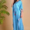 Blue Bandhni Kaftan Jumpsuit With Tassels -Deals Haute Togs Store dye28 1