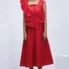 ECHO Red Cotton Dress With Frill Detail -Deals Haute Togs Store ecs0109 1