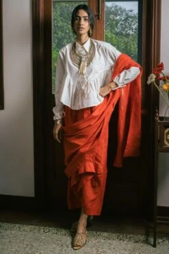 Chola Red Draped Sari