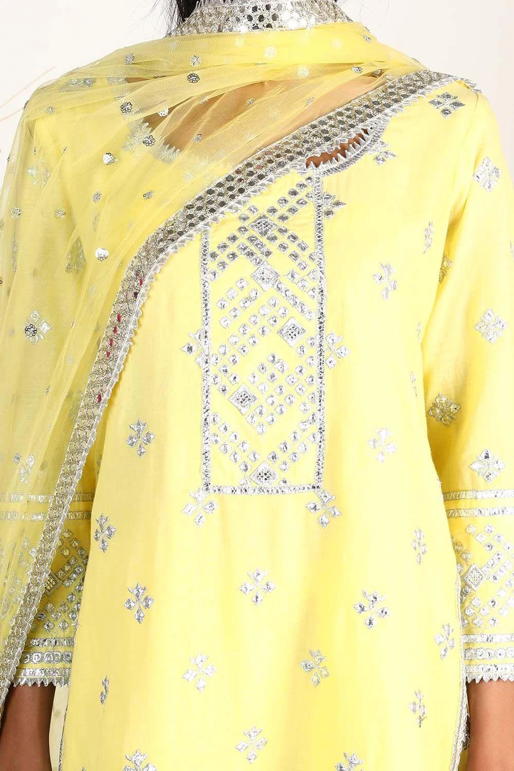 Gopi Vaid Yellow Embellished Short Kurta & Sharara Set 4 Gopi Vaid Yellow Embellished Short Kurta & Sharara Set - Image 2