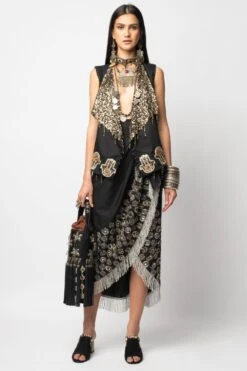Heirloom By Rara Avis Embroidered Hamsa Gilet Jacket