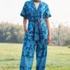 Ikai Slate Blue Shibori Dyed Jumpsuit -Deals Haute Togs Store ik19 1