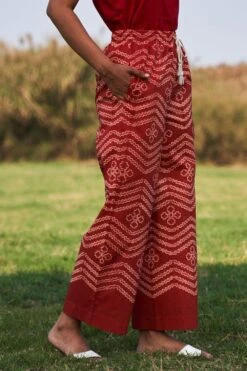 Ikai Rust Drawstring Shibori Pants -Deals Haute Togs Store ik23 3