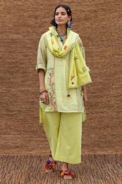 Sunira Designs Green High-low Embroidered Shirt -Deals Haute Togs Store j2214b 3