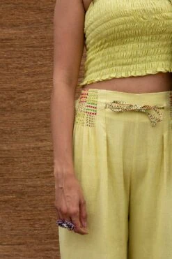 Sunira Designs Green Pleated High Waist Pants -Deals Haute Togs Store j2226b 5