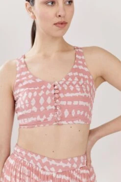 KoAi Pink & White Abstract Bustier -Deals Haute Togs Store koss21041 3