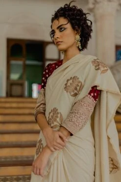 Mimamsaa Burgundy Satin Silk Blouse