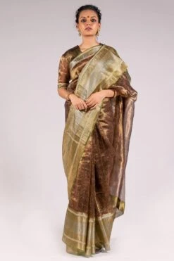 Mimamsaa Green Silk Tissue Printed Blouse