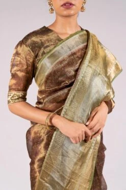 Mimamsaa Green Silk Tissue Printed Blouse -Deals Haute Togs Store mim01219 3