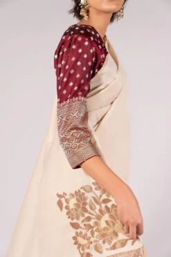 Mimamsaa Burgundy Satin Silk Blouse -Deals Haute Togs Store mim01221 4