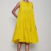 Mati Yellow Midi Dress With Voluminous Layers -Deals Haute Togs Store mtnvena yellow 1