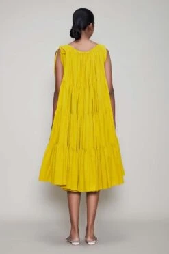 Mati Yellow Midi Dress With Voluminous Layers 9 Mati Yellow Midi Dress With Voluminous Layers -Deals Haute Togs Store mtnvena yellow 4