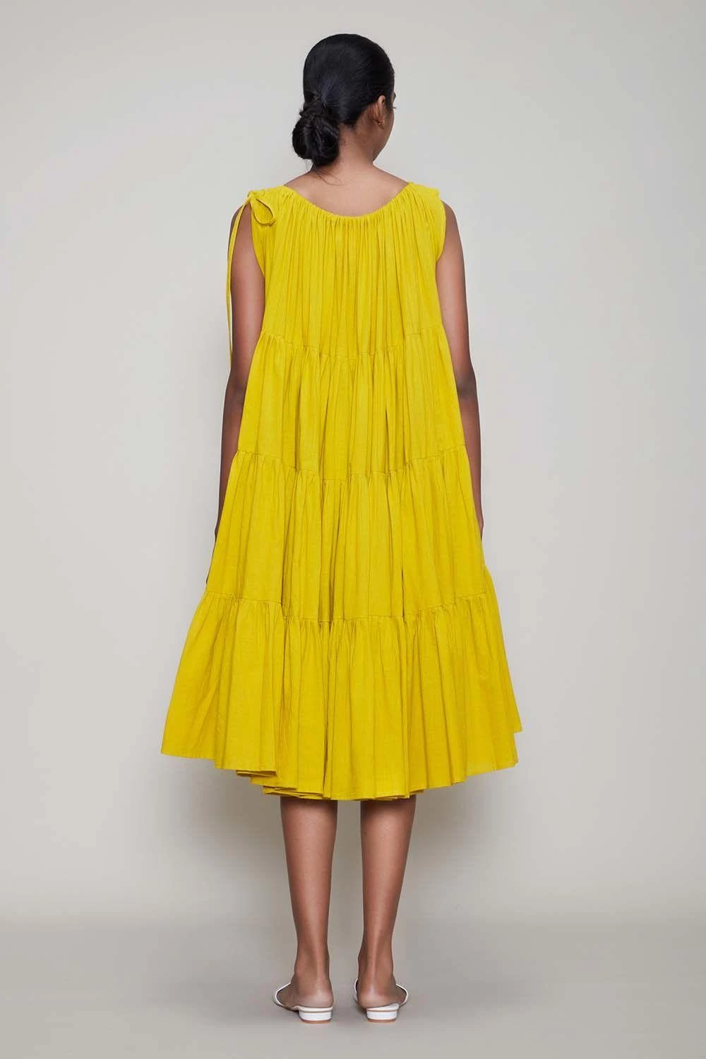 Mati Yellow Midi Dress With Voluminous Layers 6 Mati Yellow Midi Dress With Voluminous Layers - Image 4