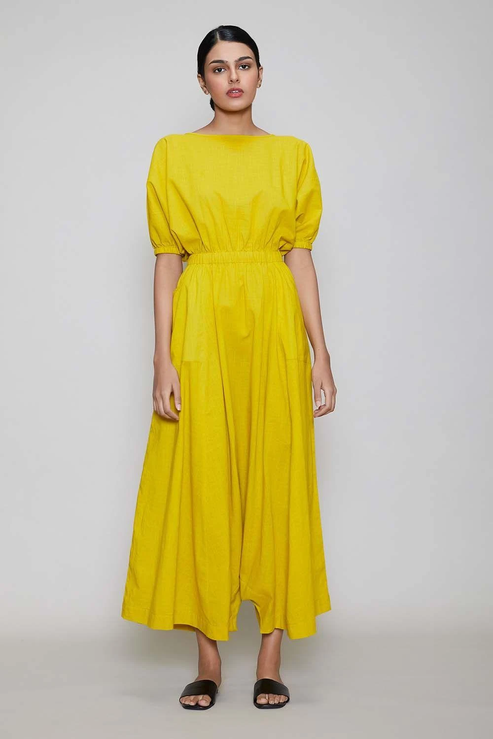 Mati Yellow Jumpsuit With Elasticated Waist 4 Mati Yellow Jumpsuit With Elasticated Waist - Image 2