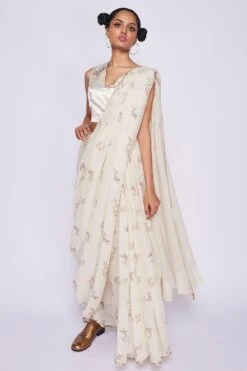 Nadiya Paar Ivory Twigs Satin Blouse