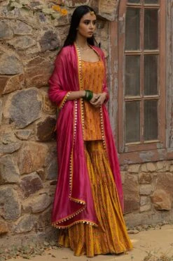 Punit Balana Mustard Printed Kurti & Gharara Set -Deals Haute Togs Store pbmr 56 3