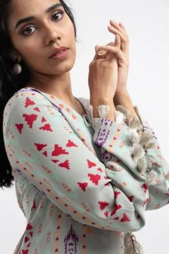 PS Pret By Payal Singhal Grey Ikat Stripe Printed Boho Dress -Deals Haute Togs Store ps dr0014 b 3