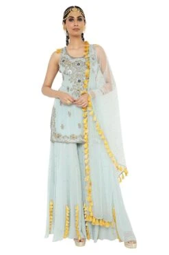 Payal Singhal Periwinkle Blue Embroidered Sharara Set