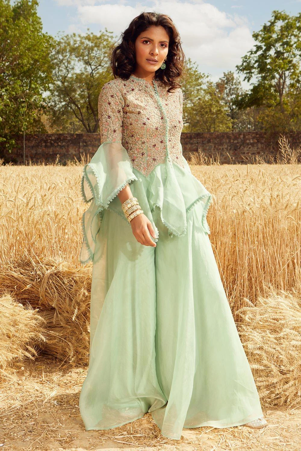 Ridhima Bhasin Aqua Embroidered Sharara Set 3 Ridhima Bhasin Aqua Embroidered Sharara Set