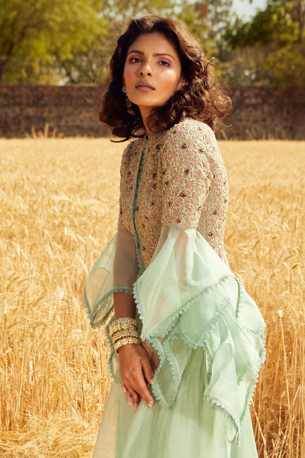 Ridhima Bhasin Aqua Embroidered Sharara Set 4 Ridhima Bhasin Aqua Embroidered Sharara Set - Image 2