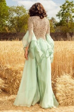 Ridhima Bhasin Aqua Embroidered Sharara Set 7 Ridhima Bhasin Aqua Embroidered Sharara Set -Deals Haute Togs Store rbss21 24 3